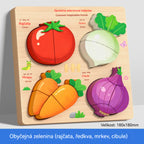 🧩✨【1 sada, 18x18 cm, 8 tém】Montessori 3D drevené puzzle pre deti 1–6 rokov – rozvoj logického myslenia a jemnej motoriky.
