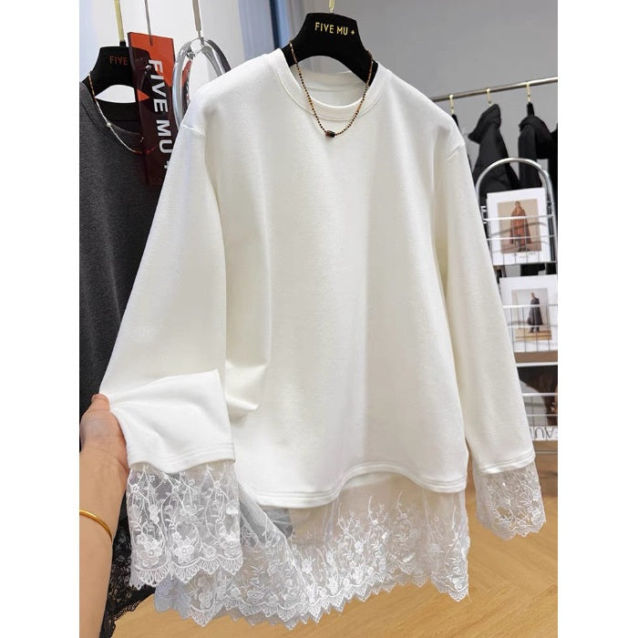🔥【M-4XL】Visokokvalitetna ženska majica dugih rukava s čipkom