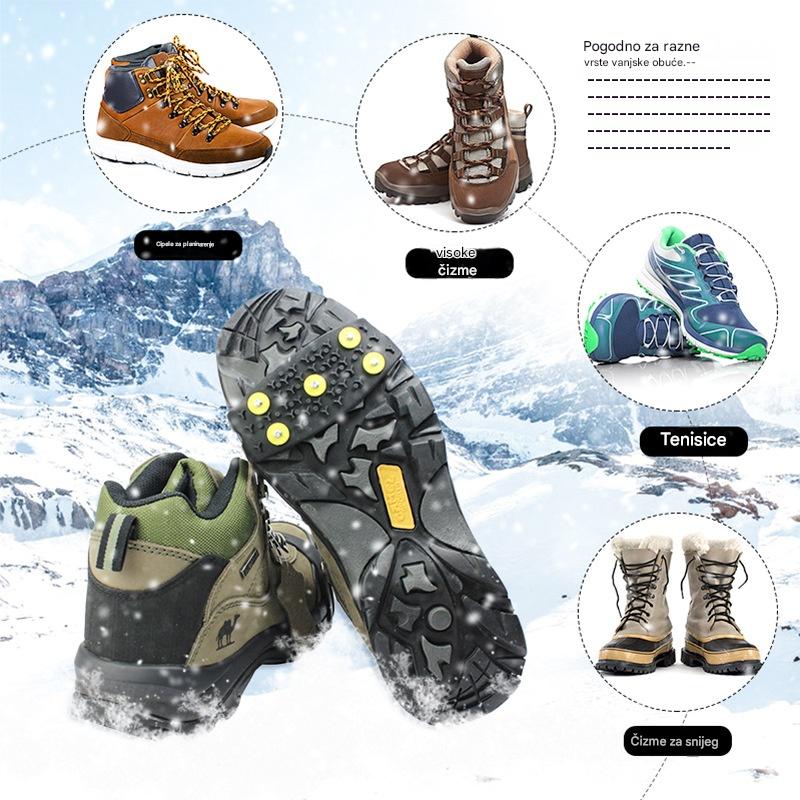 👴🚶🏔️❄️Kupite 1 par, dobijte 1 par gratis🔥2 seta (4 komada) Nevidljivi protuklizni rukavi za dereze s 5 zubaca, vanjske dereze, pogodne za planinarenje po snijegu, planinarenje, penjanje po stijenama i zimske ledene površine, obavezni dio za starije osobe.