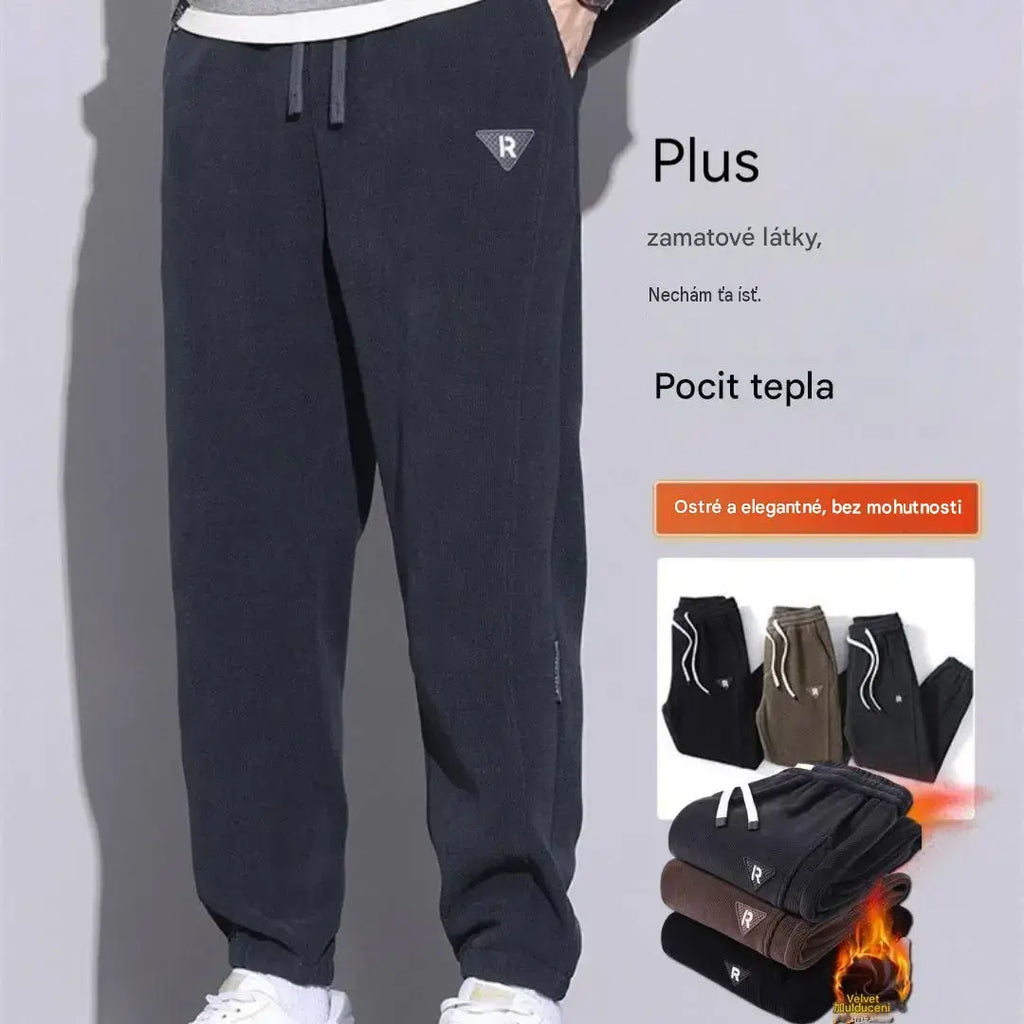 🔥【M-5XL】👖Nové zimné nohavice pre mužov, navyše zamatové a silné menčestrové, teplé a ležérne pánske nohavice