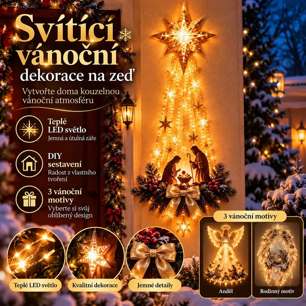 💡✨Svetelná nástenná dekorácia s vianočnou scénou