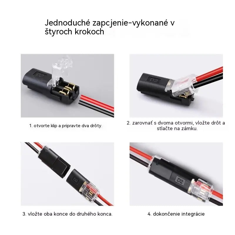 【50 položiek za 18 eur】Konektor kábla bez odizolovania, s uzamykateľnou prackou, bezpečným uzáverom a protišmykovou úpravou