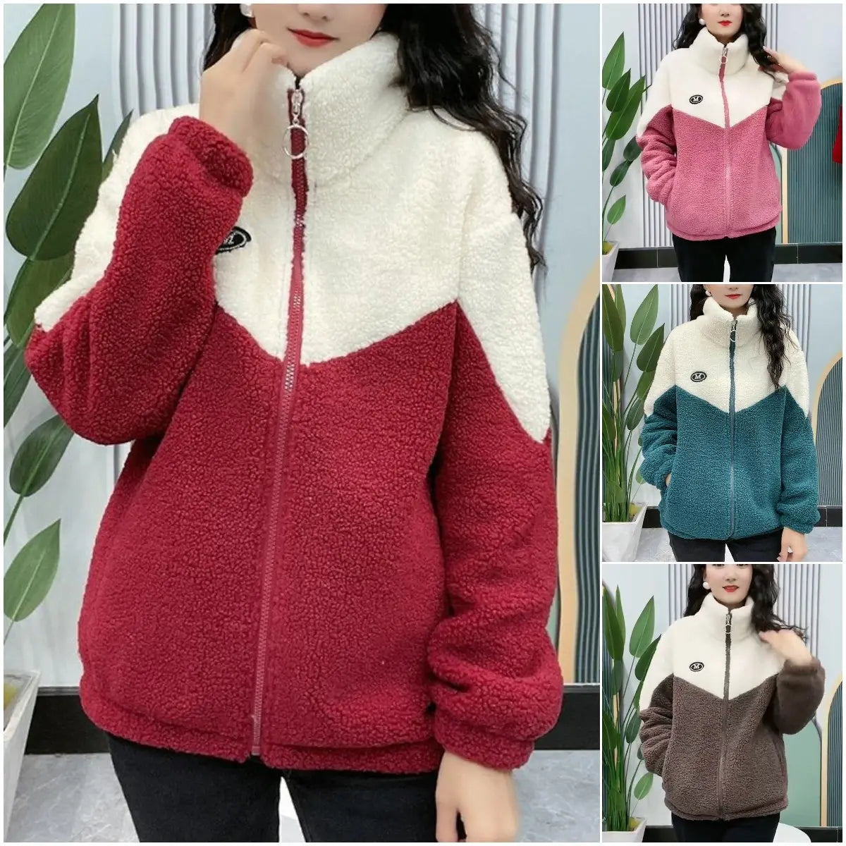 🔥【Kupite enega, dobite enega gratis】🐏【M-4XL】Zimska flis jakna, bombažna jakna, ojačana bombažna jakna iz jagnječje volne, topla jakna