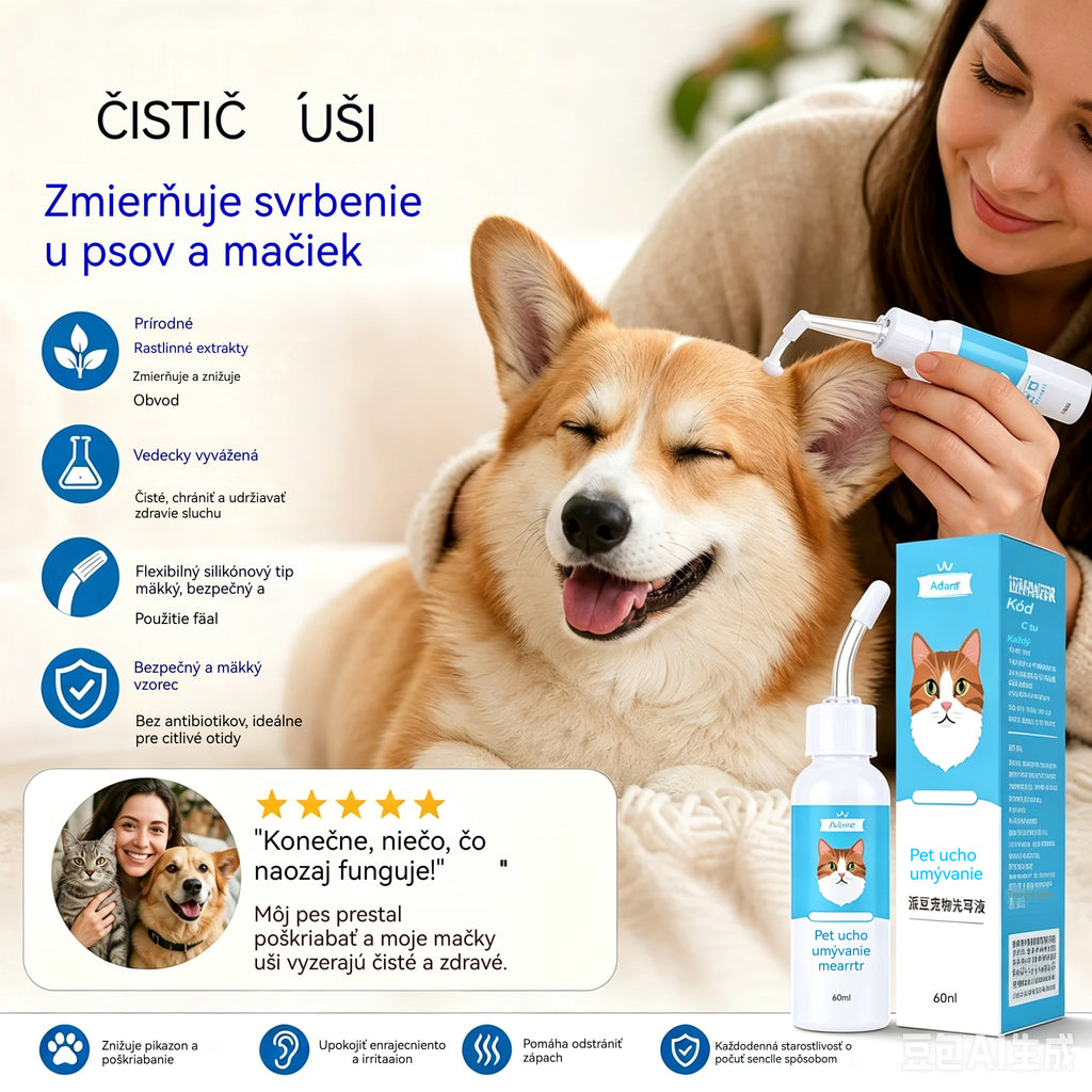 🐶🐱 Čistič uší na zmiernenie svrbenia uší u psov a mačiek.