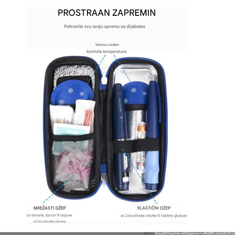 Putna hladnjača za inzulin s prikazom temperature