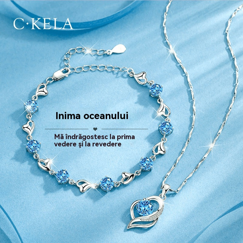 ❣️❣️Set 925 srebrna narukvica + ogrlica Heart of the Ocean
