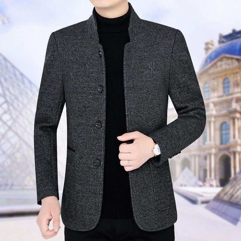 ⛄️🤗【M–4XL】🔥 Nová bunda s golierom – hrubý pánsky vlnený sveter s velúrovou podšívkou – jeseň/zima