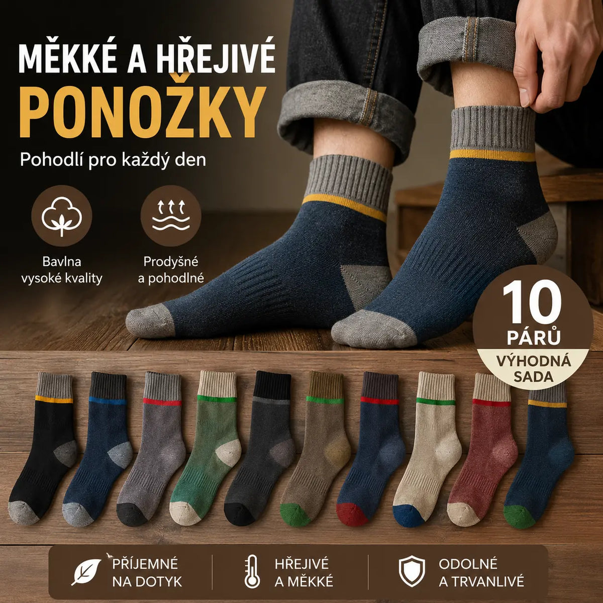 😍🧦【10 párov】Antibakteriálne, dezodorizačné a teplé vlnené ponožky na jeseň a zimu.