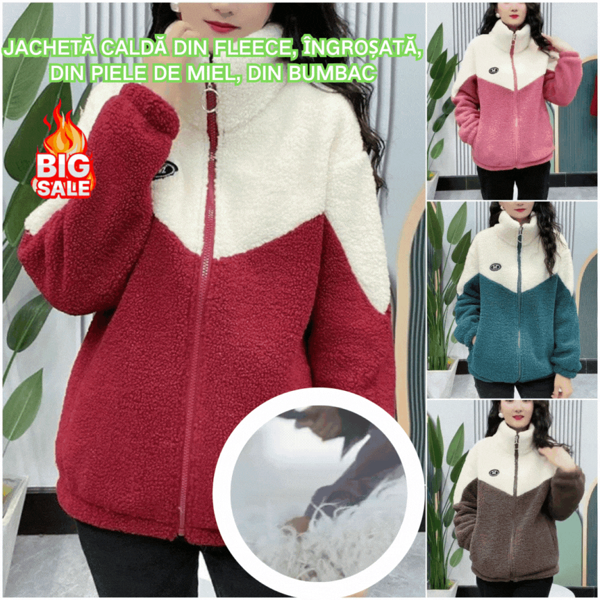 🔥【Kupite enega, dobite enega gratis】🐏【M-4XL】Zimska flis jakna, bombažna jakna, ojačana bombažna jakna iz jagnječje volne, topla jakna
