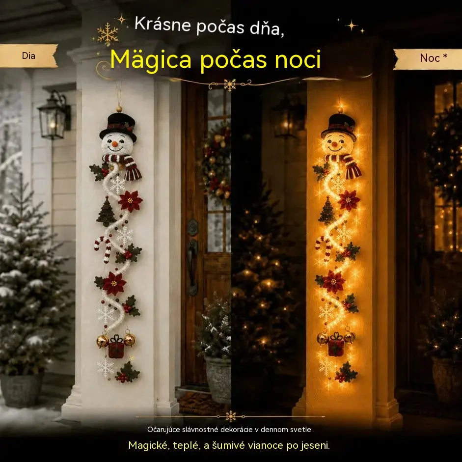 🎄 Vianočná svietiaca dekorácia na dvere MerryCascade | 6 slávnostných dizajnov, teplé svetlo, 3D detaily a priestorovo úsporný vertikálny dizajn ✨