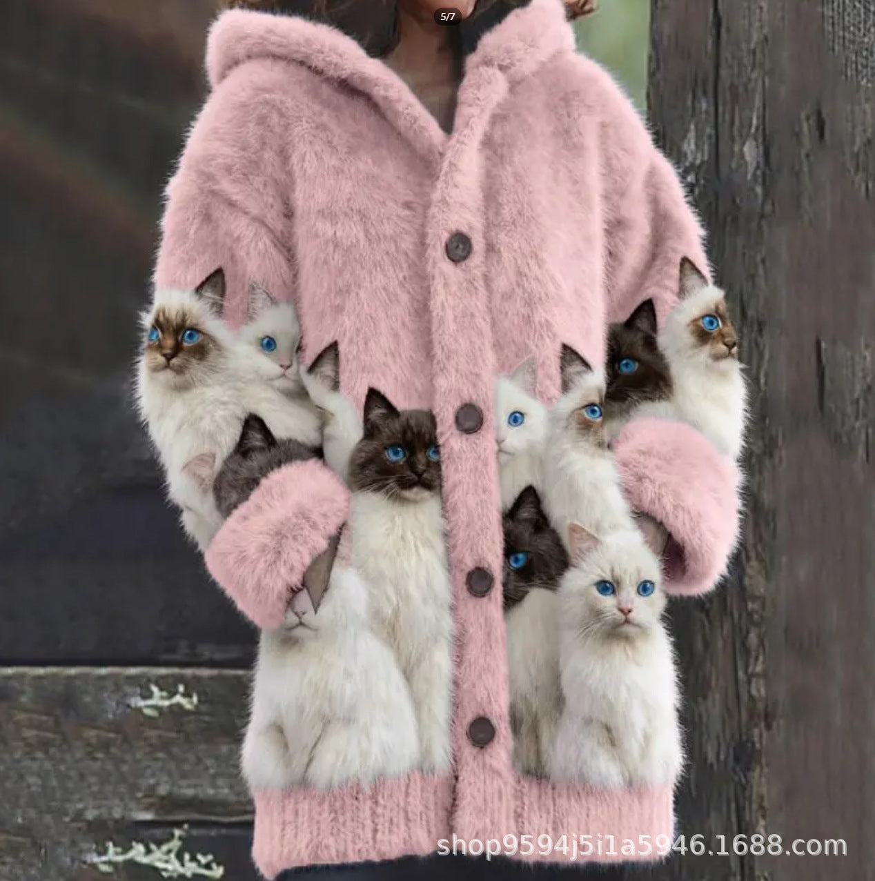 🐱❤️【S-5XL】Slatka mačja krznena jakna s kapuljačom i debelom flis podstavom