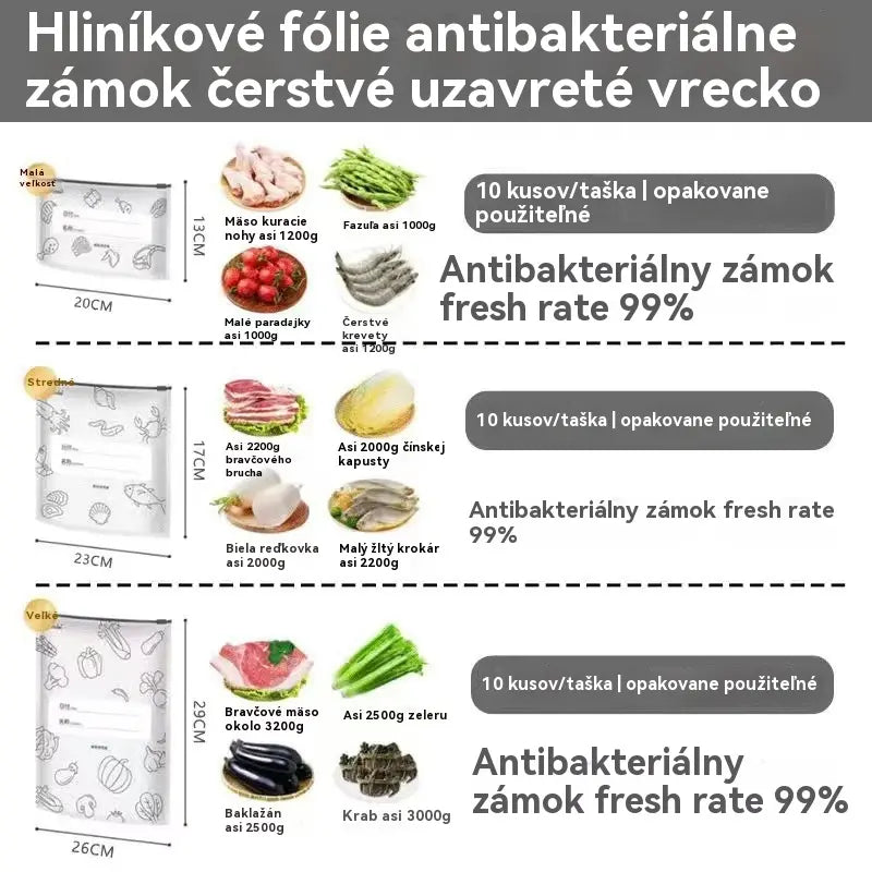 [60 kusov] Samouzatváracie úložné vrecká z hliníkovej fólie potravinárskej kvality