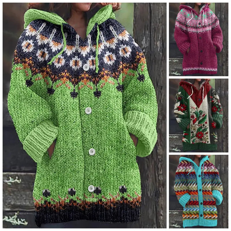 🧶🧥❄️【1 kus, S–5XL】Nová dámska pletená bunda s kapucňou – mäkká, hrejivá a vhodná na jeseň a zimu.