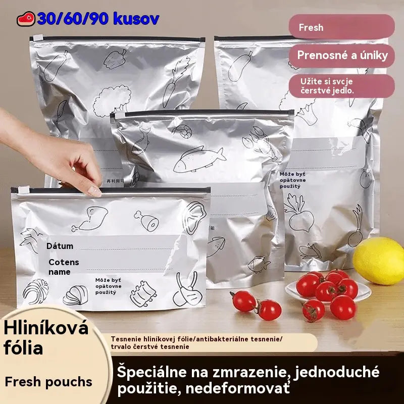 [60 kusov] Samouzatváracie úložné vrecká z hliníkovej fólie potravinárskej kvality