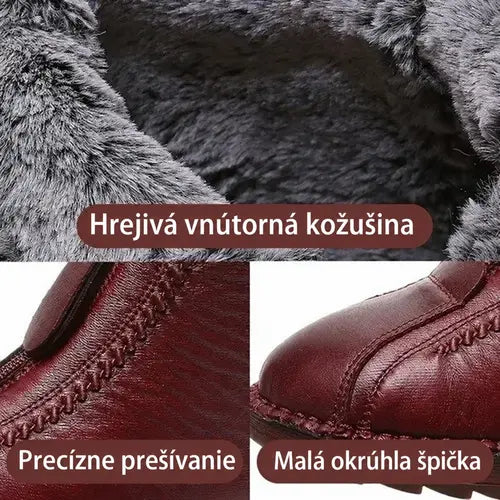 👢🔥【1 pár, 35–42】Dámske kožené kotníkové topánky – teplá podšívka, zips a protišmyková podošva.