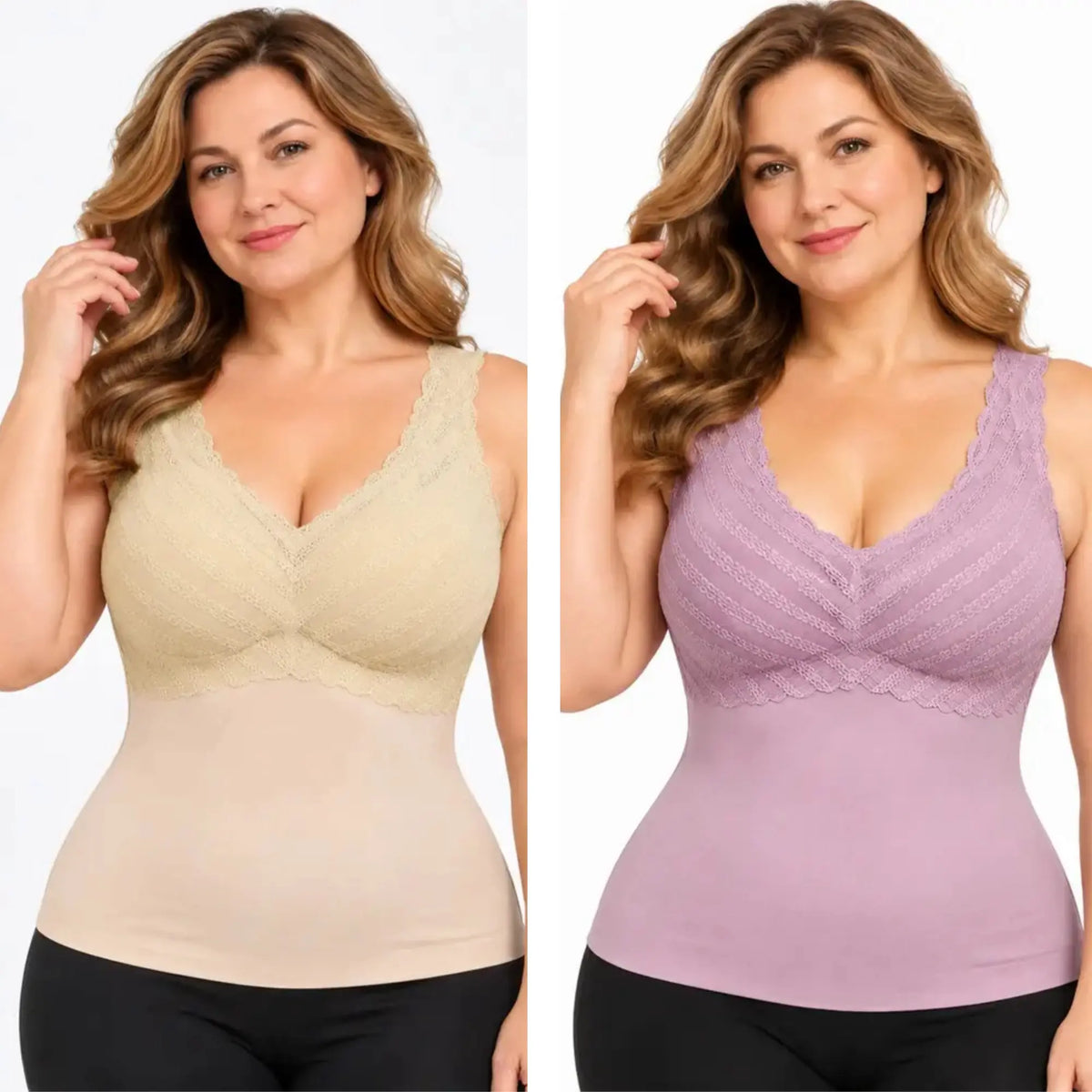 ✨【Dva kusy za 24 EUR】Dámsky sťahovací top na ramienka so zabudovanou podprsenkou; dostupný aj vo väčších veľkostiach, vyhladzuje bruško a je pohodlný na nosenie🥰