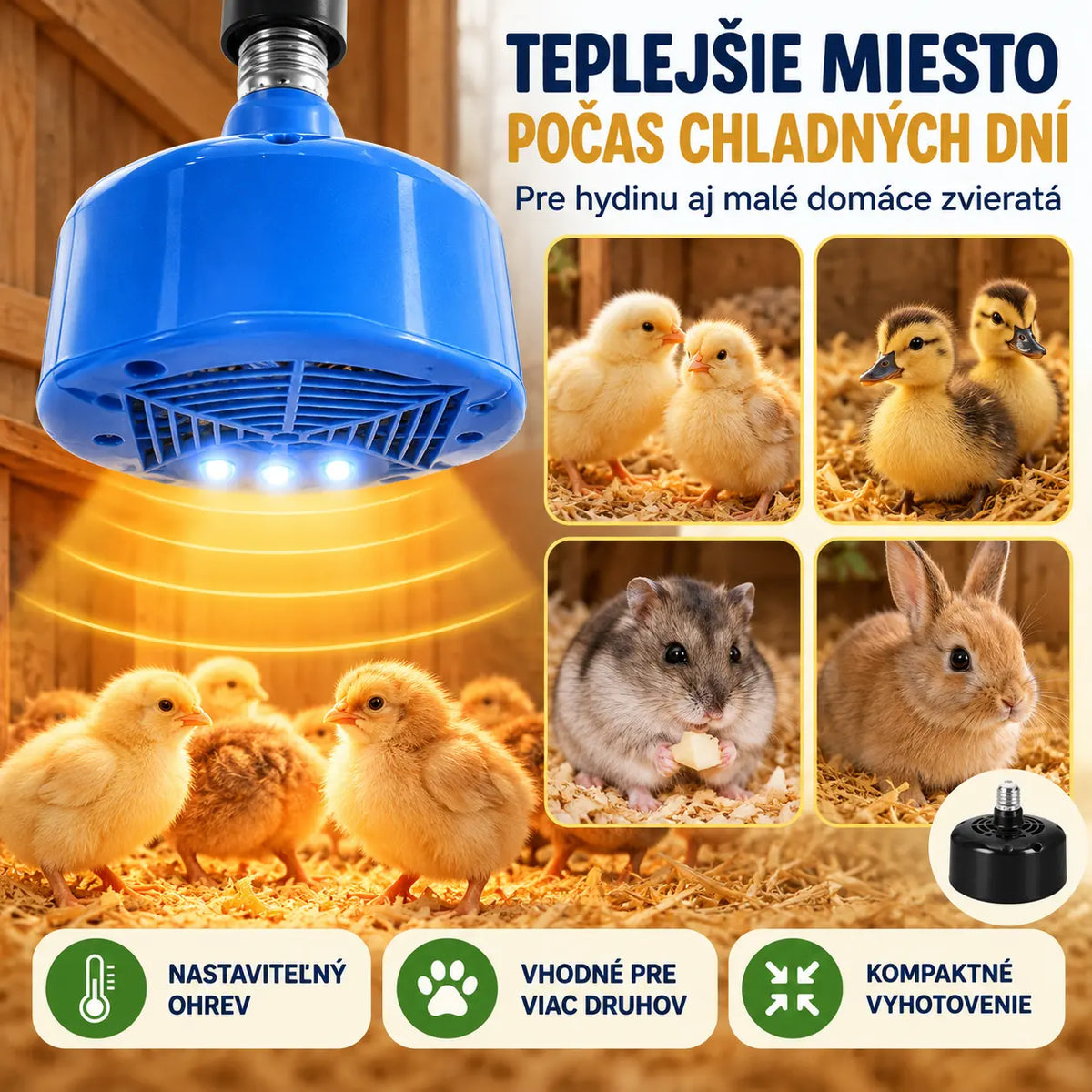 🔥🐣【2 kusy (1+1 zdarma)】Inteligentná vyhrievacia lampa s konštantnou teplotou – vhodná pre hydinu, malé zvieratá a chovné priestory.