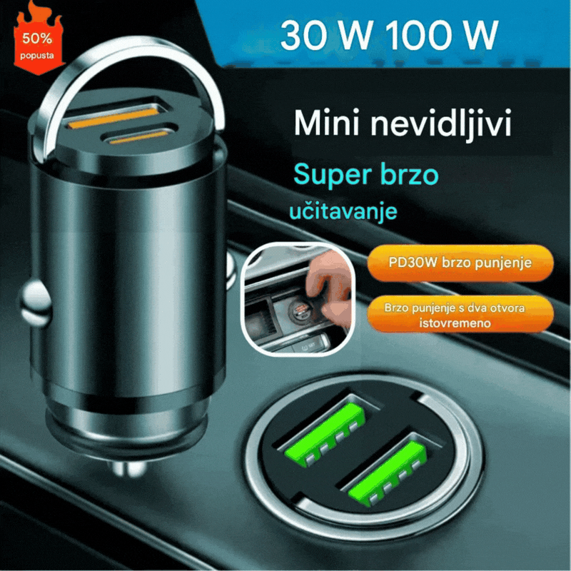 🔥Kupite 2, dobijte 1 gratis🔥🚗Metalni prsten za izvlačenje, super brzi punjač za auto🔋