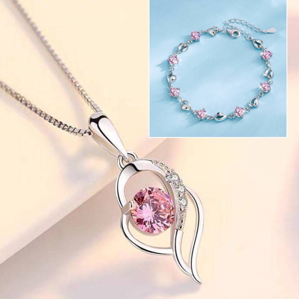 ❣️❣️Set 925 srebrna narukvica + ogrlica Heart of the Ocean