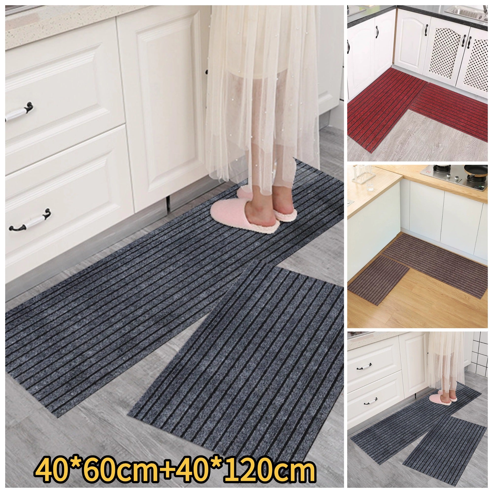 💥(40*60cm+40*120cm) Kuhinjska prostirka s protukliznim prugama koje upijaju vodu i ulje