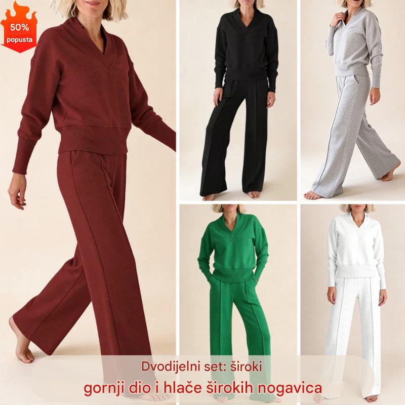 🥰📢📢50% popusta!!!【M-5XL】Ženski komplet odijela 2026 | Dvodijelni set s pletenim dugim rukavima✨