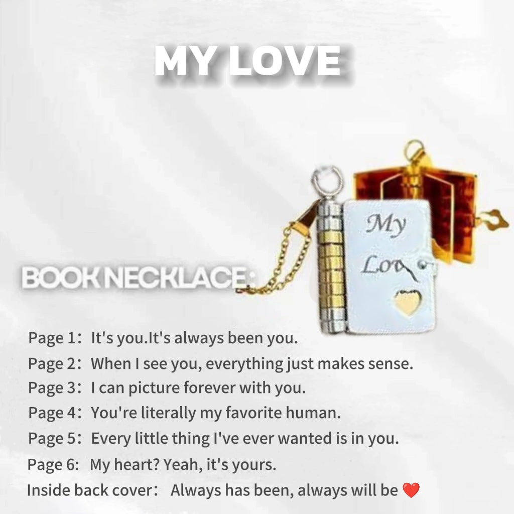 Ogrlica My Book, prikladna za kćer, sina ili djevojku, rođendanski poklon, ljubavni nakit za maturu