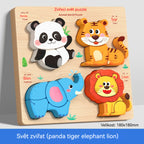 🧩✨【1 sada, 18x18 cm, 8 tém】Montessori 3D drevené puzzle pre deti 1–6 rokov – rozvoj logického myslenia a jemnej motoriky.
