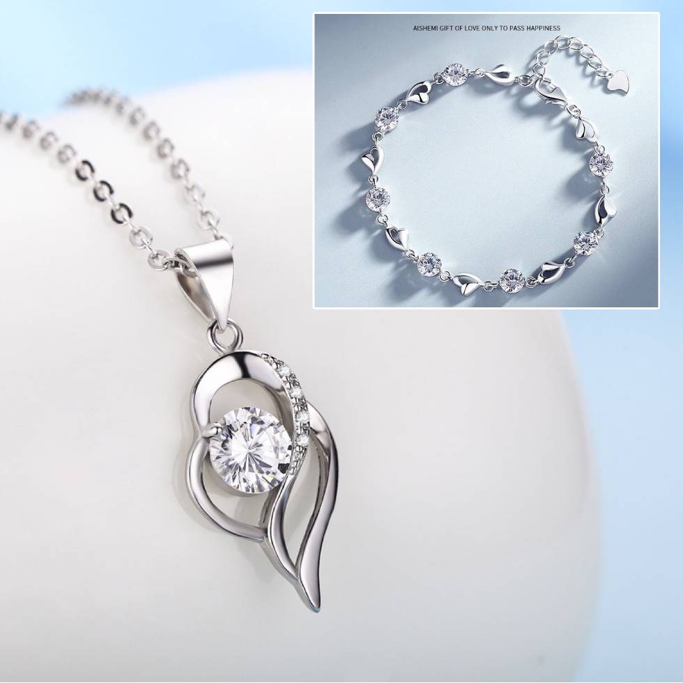 ❣️❣️Set 925 srebrna narukvica + ogrlica Heart of the Ocean