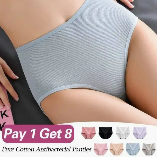 49%OFF!【1 sada 8 kusov】🔥 VÝPREDAJ POSLEDNÝ DEŇ 49 % ZĽAVA 🔥 Dámska hygroskopická antibakteriálna spodná bielizeň s vysokým pásom