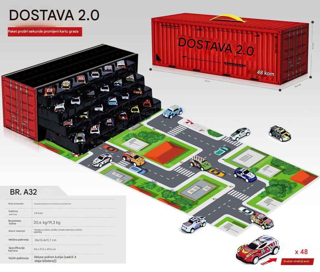 🔥🚗50% popusta🎁 48 mini automobila na povlačenje s ugrađenom garažom