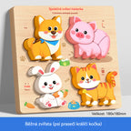 🧩✨【1 sada, 18x18 cm, 8 tém】Montessori 3D drevené puzzle pre deti 1–6 rokov – rozvoj logického myslenia a jemnej motoriky.