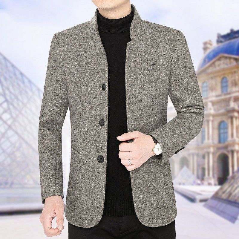 ⛄️🤗【M–4XL】🔥 Nová bunda s golierom – hrubý pánsky vlnený sveter s velúrovou podšívkou – jeseň/zima