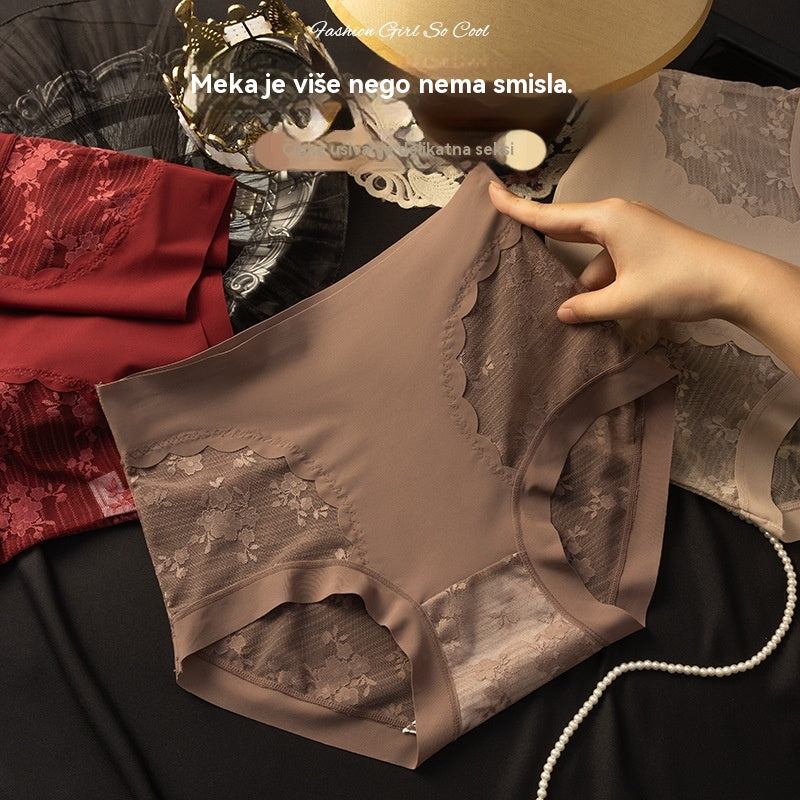 【25EUR】Set od 5 komada: crna + bordo + bež + smeđa + ciglasto crvena --- Ženske visokoelastične bešavne čipkaste gaćice za kontrolu trbuha, oblikovanje stražnjice i podizanje
