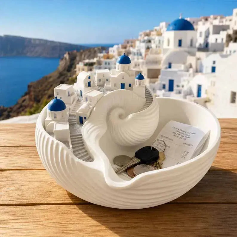 🐚Úložný podnos v gréckom ostrovnom štýle s mušľou a rúčkou na kľúče