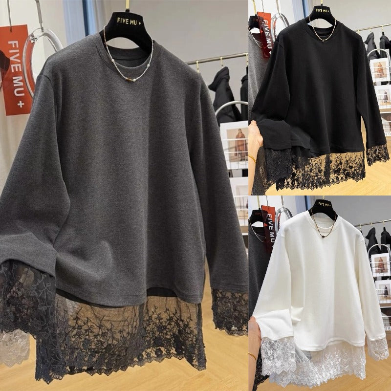🔥【M-4XL】Visokokvalitetna ženska majica dugih rukava s čipkom
