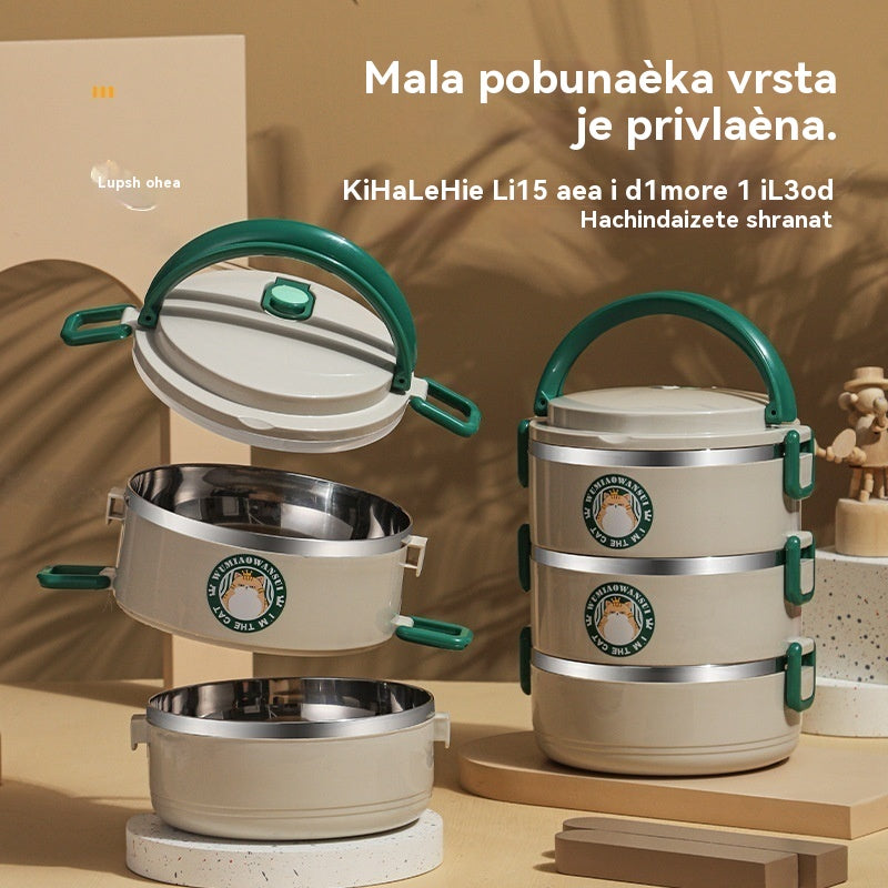 🍱【Tri sloja/2100 ml】Višeslojna kutija za ručak od nehrđajućeg čelika sa posebnom izolacijom