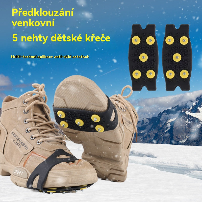 🚶🏔️(8 komada)Nevidljivi protuklizni rukavi za dereze s 5 zubaca, vanjske dereze, pogodne za planinarenje po snijegu, planinarenje, penjanje po stijenama i zimske ledene površine, obavezni dio za starije osobe.❄️【4 para】