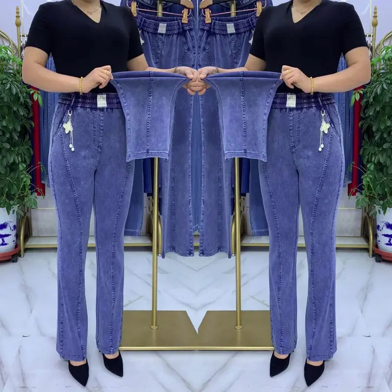 🏆👖【S-4XL】Dámske strečové džínsy s vysokým pásom