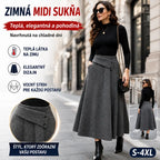 👗🎀【S-4XL】Jesenná/zimná vlnená midi sukňa