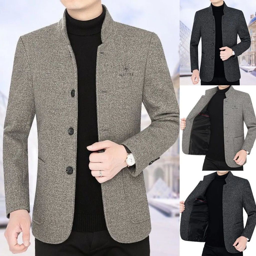 ⛄️🤗【M–4XL】🔥 Nová bunda s golierom – hrubý pánsky vlnený sveter s velúrovou podšívkou – jeseň/zima